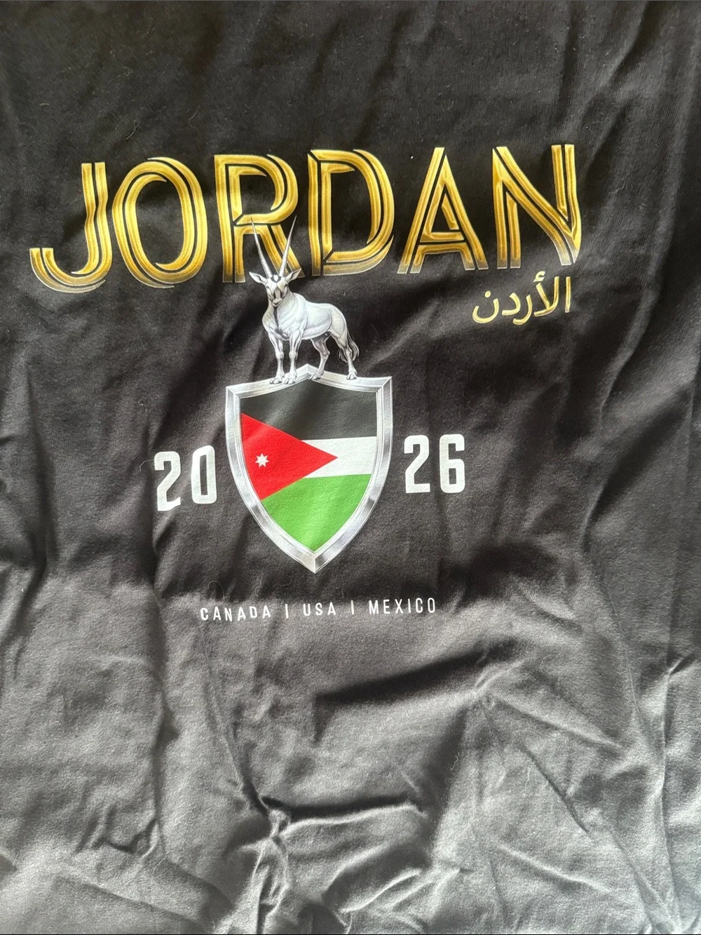 Jordan Black Short‑Sleeve Crest Tee with Gold Logo World Cup 2026  brand new